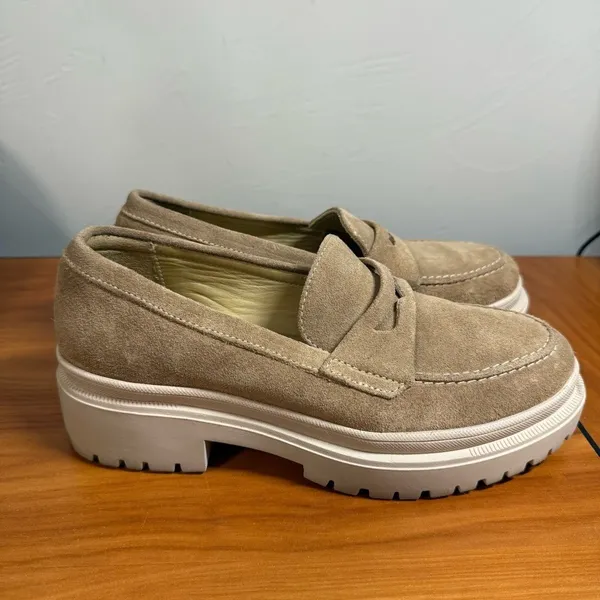 Patina Zoe Chunky Portland Leather Tan Suede Platform Lug Sole Loafer W8 - Image 4