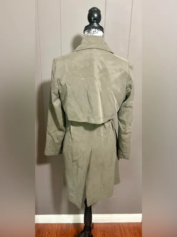 CLUB MONACO Lindy Olive Suede Trench Coat with Belt - Image 6