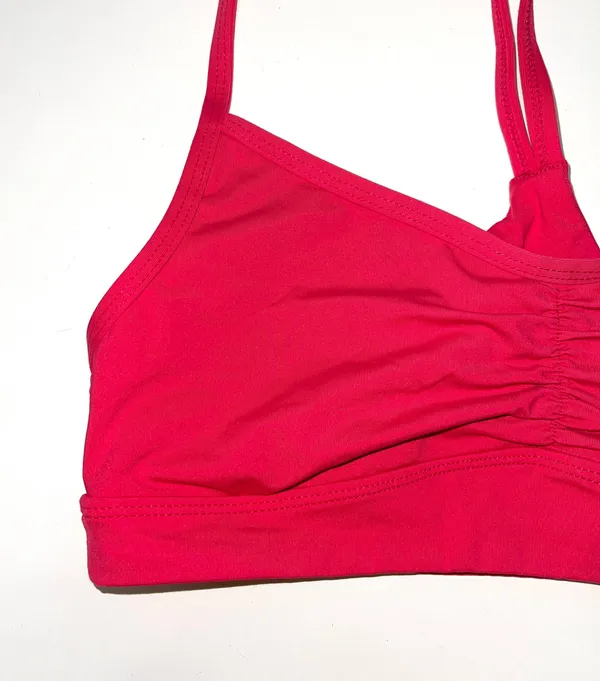 Athleta Hot Pink Ruched Keyhole Back Unlined Sports Bra - Image 2