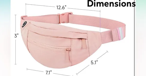 Belt Bag Pink 4 Zipper Pockets Fanny Pack Waist Bag Crossbody Travel Running OC4 - Image 3