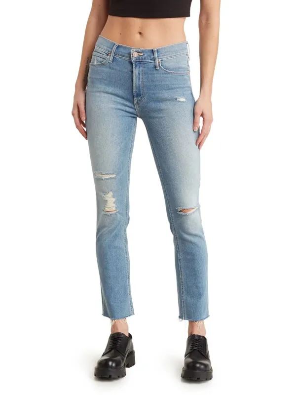NWT Mother Mid Rise Dazzler Ankle Fray in Weekend Kitten Stretch Jeans 26 - Image 12