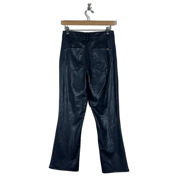Zara Faux Leather Solid Flared Pants Black Edgy High Rise Trousers Size 4 - Image 3