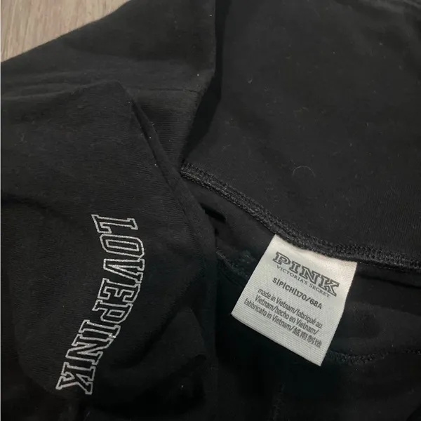 PINK Victoria's Secret Black Leggings with Love Pink Detail - Image 2