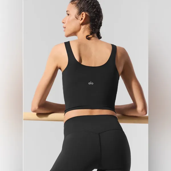 Alo Yoga Black Precision Tank + High-Waist Airlift Legging Set Sz S NWT $202 - Image 4