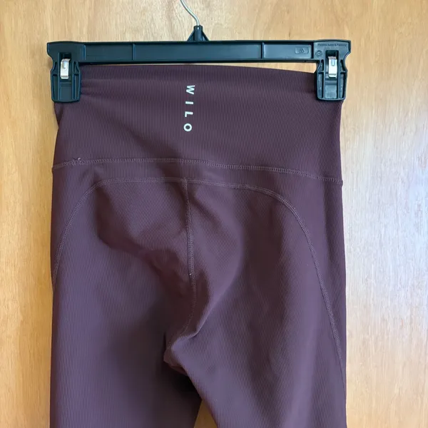 WILO The Label Ribbed High Waisted‎ Ruched Hem Leggings Women Size S Burgundy - Image 3