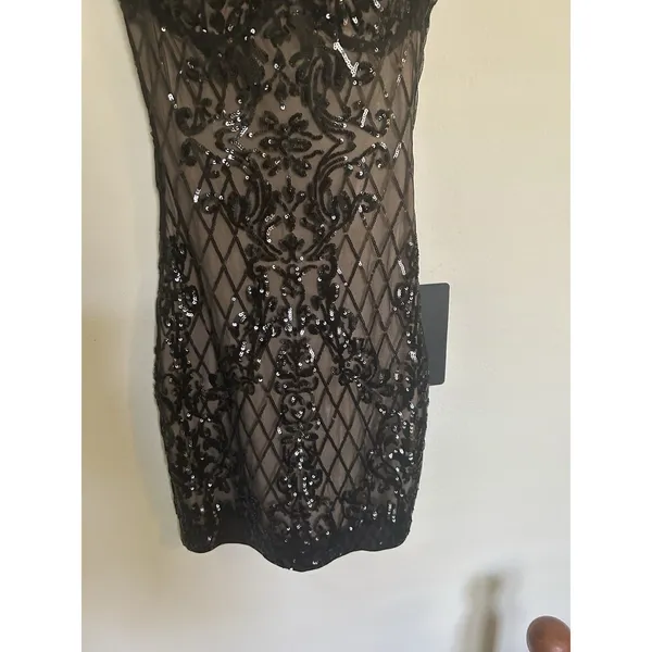 Lulus Moonlit Love Black Sequin Sleeveless Bodycon Mini Dress Size XS Sexy - Image 4