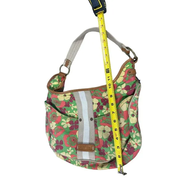 Levi’s Green Floral 70s Inspired Retro Groovy Bright Color Top Handle Bag Purse - Image 9