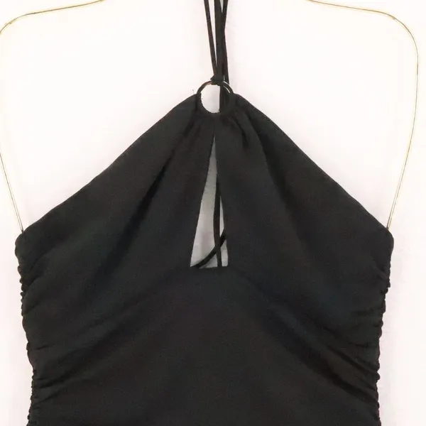 Princess Polly Ruched Halter Mini Dress Womens Size‎ 4 Black Club Bodycon LBD - Image 3