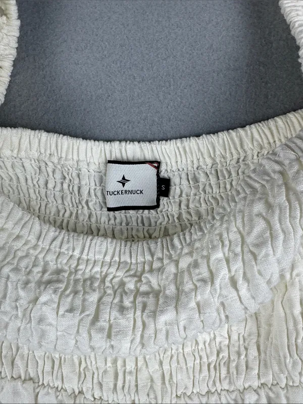 Tuckernuck Annie Puff-Sleeve Smocked linen Dress Size: Small - Image 2