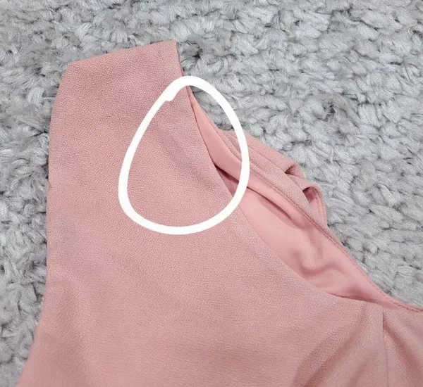 READ Birdy Grey Shamin V-Neck Crepe Bridesmaid Dress Pink Rose Quartz Large Slit - Image 11