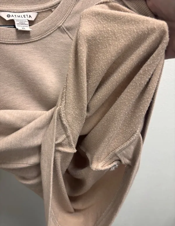 Athleta Sweatshirt Crew Neck Long Sleeve Casual Sweater Athleisure XS Tan - Image 6