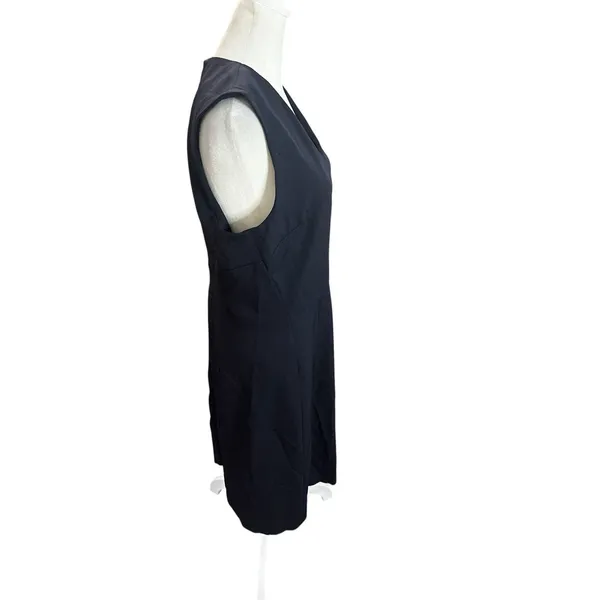 MM LaFleur Black Sheath Dress 12 Sleeveless Career Minimalist Stretch Midi - Image 3