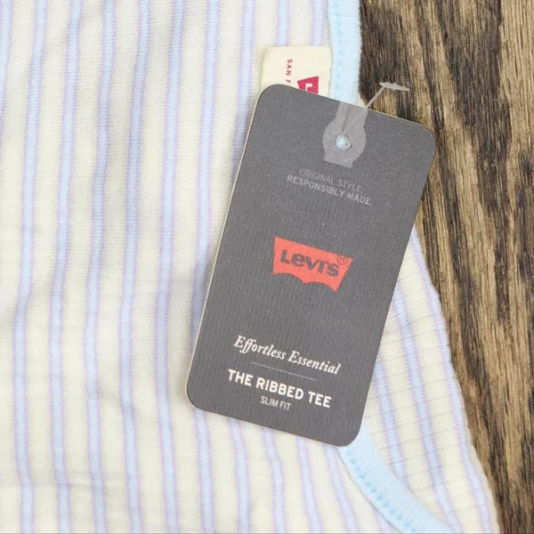 NWT Levi's Striped Britt Cotton Snap-Front Top A50550006 2X Sade Stripe Blue - Image 5