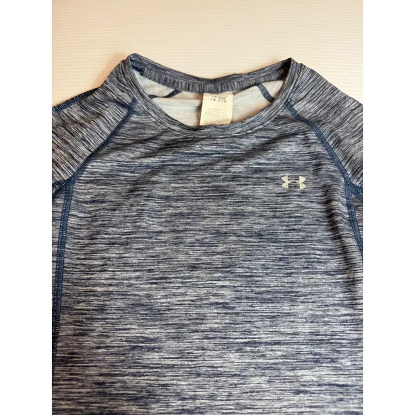 Under Armour Womens Long Sleeve Athletic Top Blue Heathered Thumb Holes‎ Medium - Image 4
