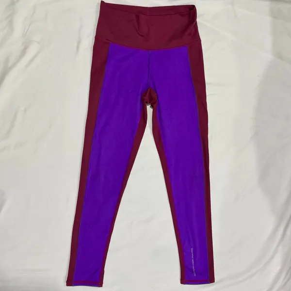 Terez New York Purple Burgundy Colorblock Leggings Crop Top Set M - Image 6