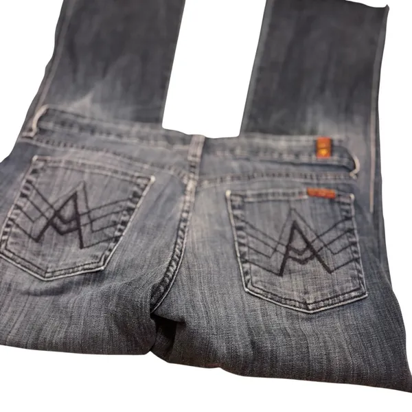 7 For All Mankind A Pocket Bootcut Jeans Size 30 Dark Wash Raw Hem Stretch Denim - Image 15