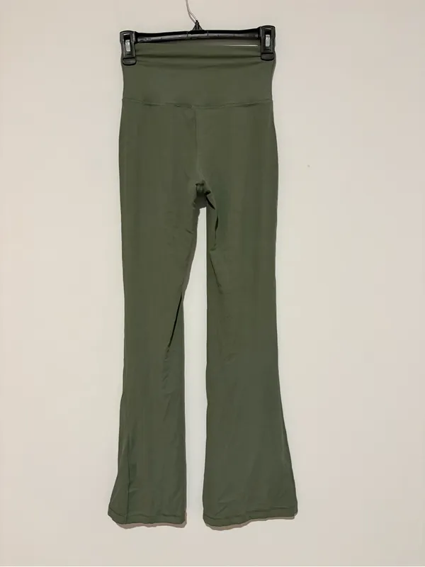 Pink Lily High Waisted Wide Leg Flare Leggings Olive Green medium - Image 2