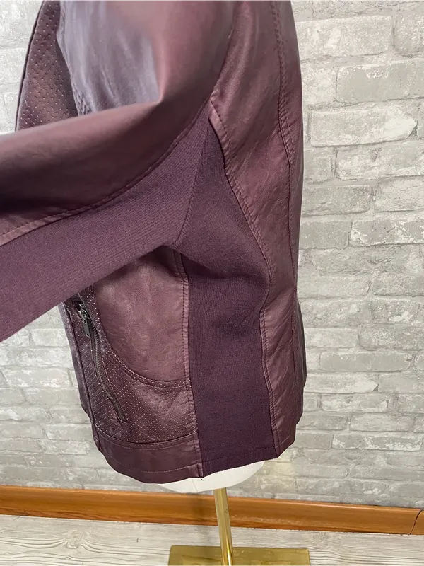 Maurices Plum Faux Leather Moto Jacket - Image 4