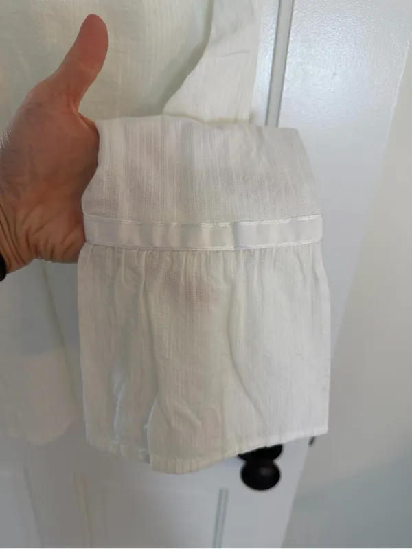 Vintage Banana Republic White Cotton Bell Sleeve Blouse Medium Y2K - Image 7