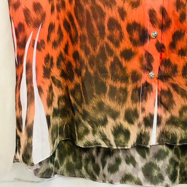 Deb Ombre Leopard Print Sleeveless Button Down Blouse Size 2X White - Image 4