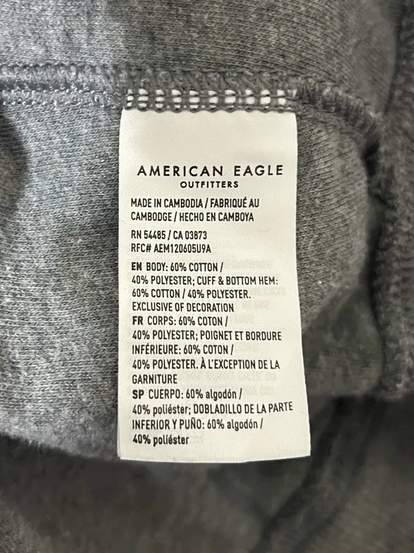 American Eagle Oversized Big Hug Waffle Sweatshirt Size Medium Gray - Image 6