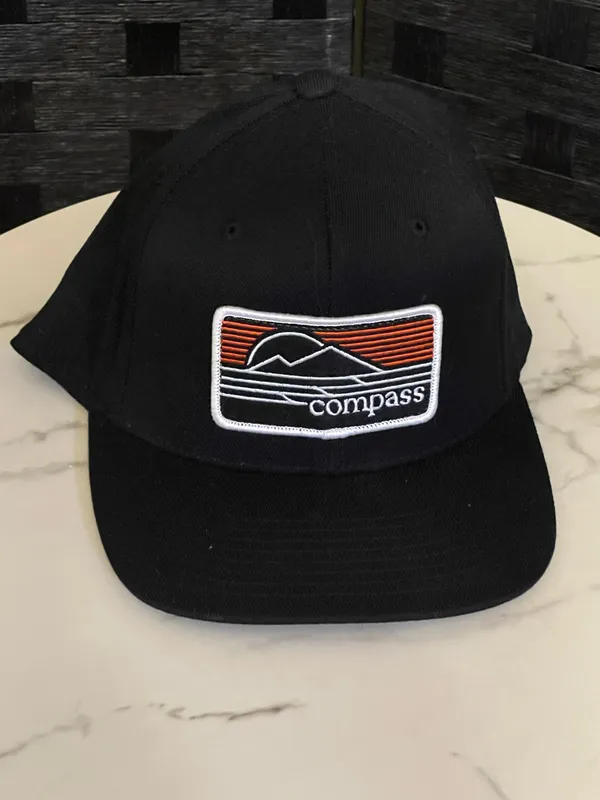 New Mountain Sunset Patch Trucker Hat Compass Retro Hiking black one size - Image 3