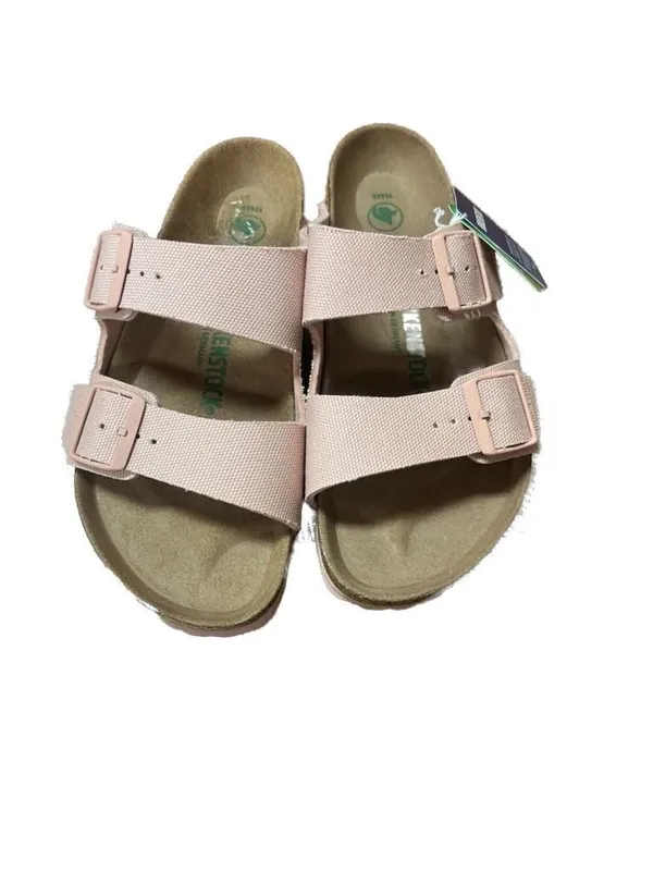 Birkenstock Arizona Vegan Textile Sandals in Soft Pink Canvas Rose - Image 2