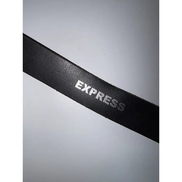 Express Black Leather‎ Black Rhinestone Buckle Cowboy Western Belt Women's Sz S - Image 5