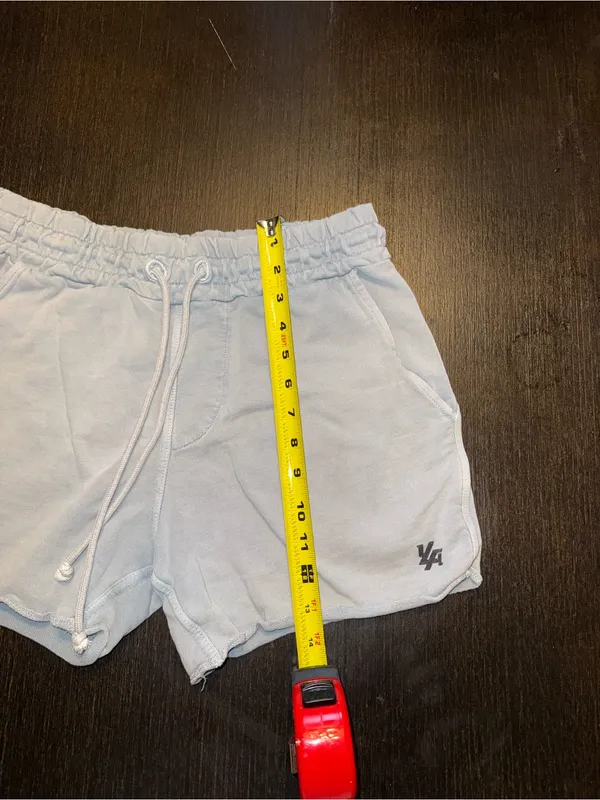 Light Blue Drawstring Lounge Shorts Soft Cotton Blend Pockets Casual Athleisure - Image 4