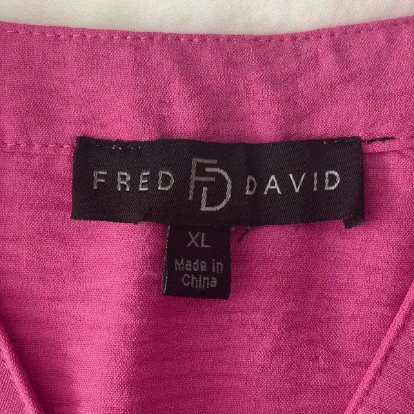 Fred David Magenta Pink Floral Embroidered Shirt Blouse XL Cottagecore Prairie‎ - Image 7