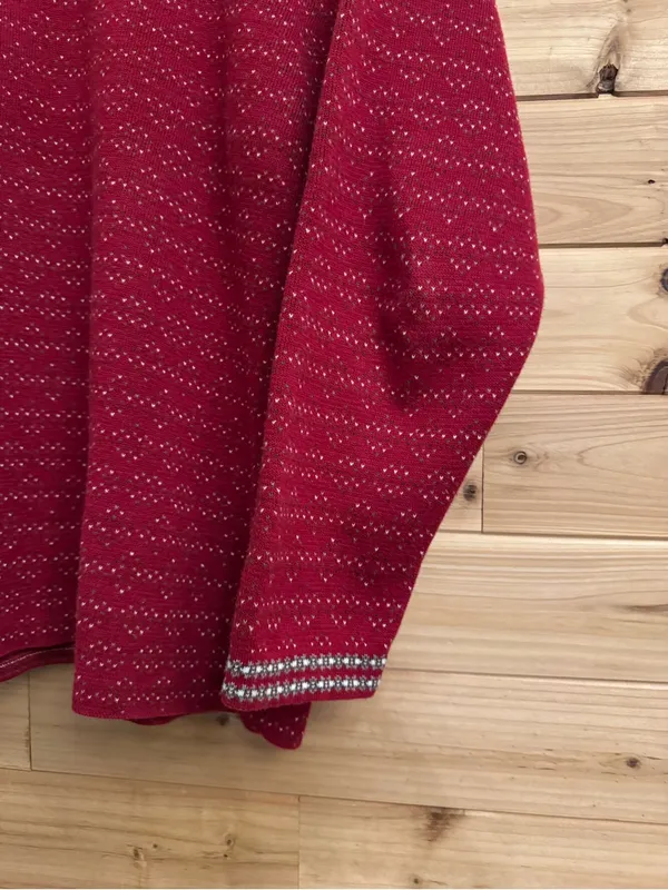 Vintage Woolrich Large Red Fair Isle Nordic Metal 1/4 Clasp Henley Sweater - Image 3
