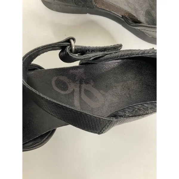 OTBT Companion Black Leather Mary Jane Wedge Shoes 8M 17F935‎ - Image 8