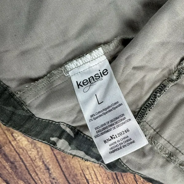 Kensie Jeans Camo Women’s Denim Army Military Sherpa Jean Jacket Full Zip Large - Image 6