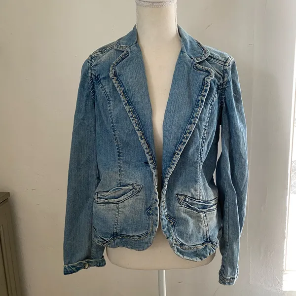 Vintage y2k boho coastal cowgirl Light Blue Jean Jacket size M - Image 5