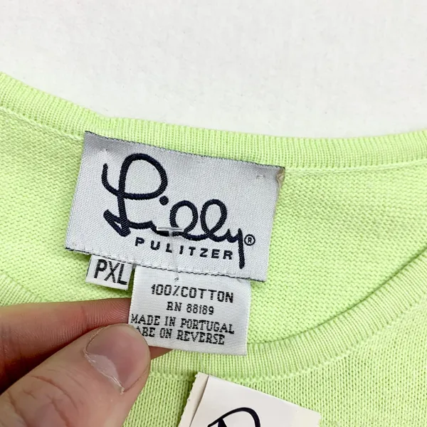 Lilly Pulitzer Knit Tank Top Womens Size PXL Lime Green Cotton Sleeveless Shell‎ - Image 4