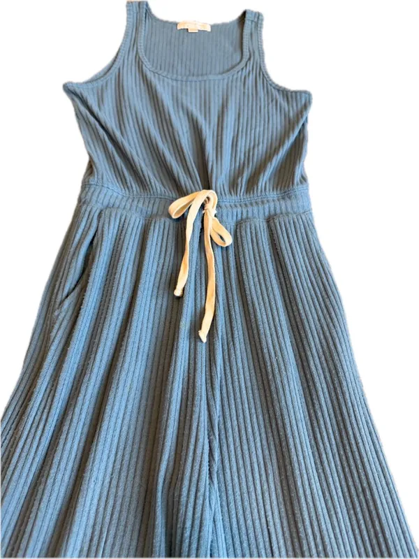 Spiritual Gangster Dusty Blue Ribbed Wide Leg Jumpsuit Racerback X-Small Women's - Image 4