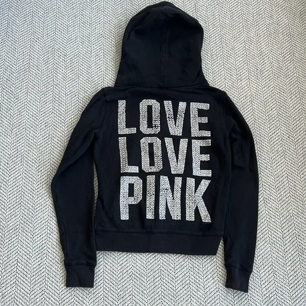Pink Victoria’s Secret Hoodie with Dog Logo - Image 2