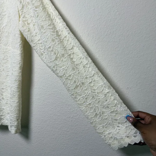 VTG 90s Women Coquette‎ Babydoll Lace Top XL Ivory Fairy Whimsical Balletcore - Image 7