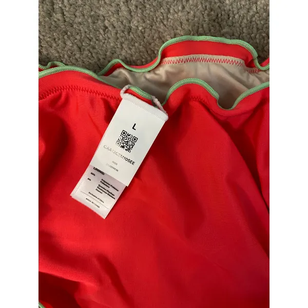 NWT Cupshe Coral Mint Ruffle Tie Bikini Set Top M Bottom L - Image 6
