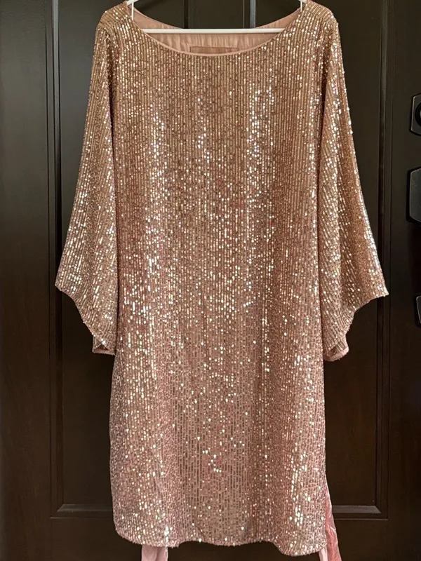 Anthropologie Starling Sequined Tunic Dress Gold Size XL - Image 11