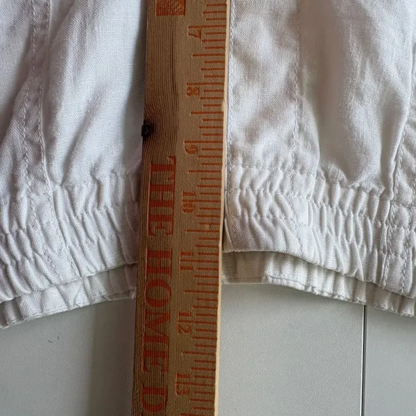 Chico's Linen Wide Leg Pants Women 0.5 White Elastic Waist Pockets Casual - Image 9