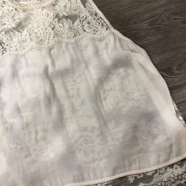 Free People Lace Top Cream Boho Chic Bohemian Tank Blouse Large - Image 5