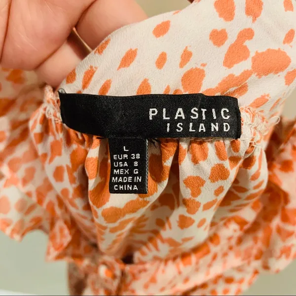 Orange Patterned Mini Sun Dress, size Large - Image 6