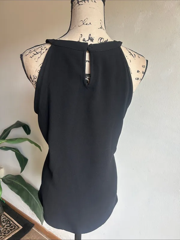 Alfani Sleeveless Fringe Black Top Size 10 - Image 6