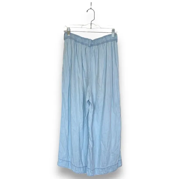 ANTHROPOLOGIE Cloth & Stone Breezy Pants Tencel Pull On Wide Leg Chambray Size S - Image 3