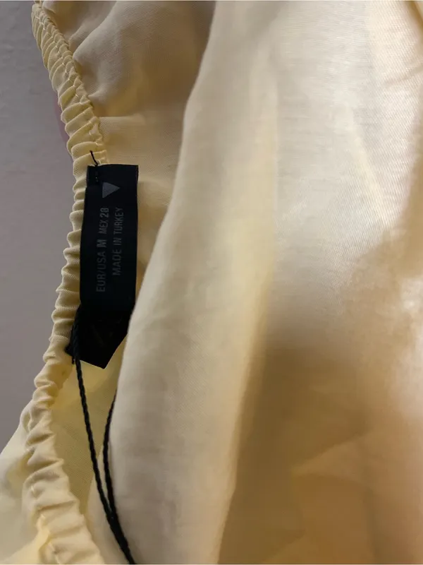 Zara Pastel Yellow Modal Blend Maxi Dress Open Tie Back Smocked Waist Medium - Image 5