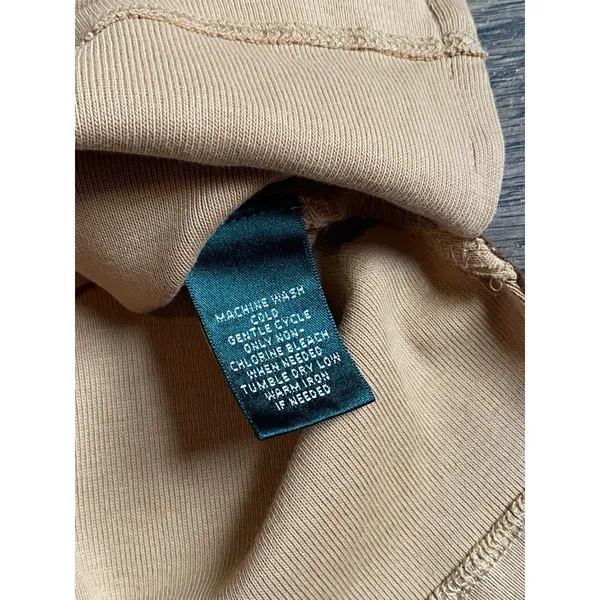 EUC Womens Lauren Ralph Lauren 100% cotton suede trim vneck‎ top size L - Image 5