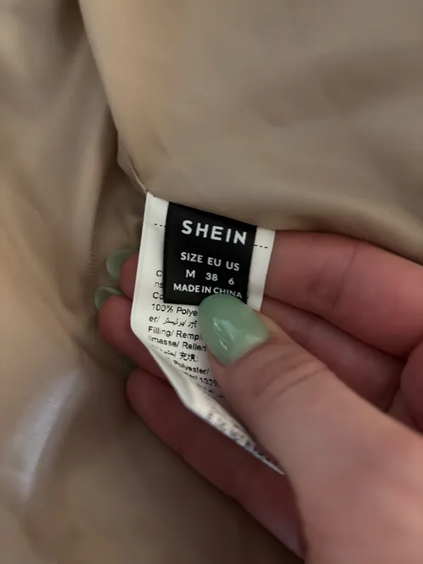 Shein corduroy puffer vest in tan - Image 2