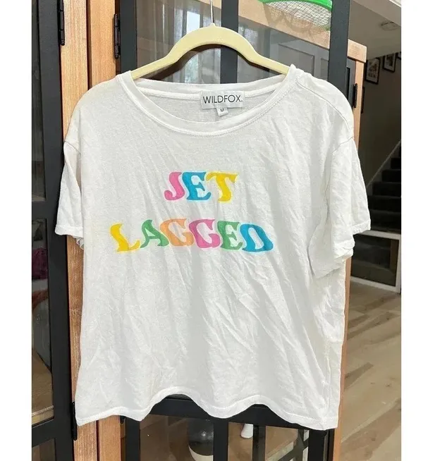 WILDFOX graphic tee jet lagged travel honeymoon bachelorette short sleeves - Image 2