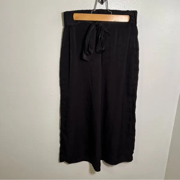 West Kei Women's Size Small Cropped Wide Leg Tie Waist Pants Black‎ High-Rise - Image 3